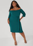 Plus Size Belted Off The Shoulder Dress