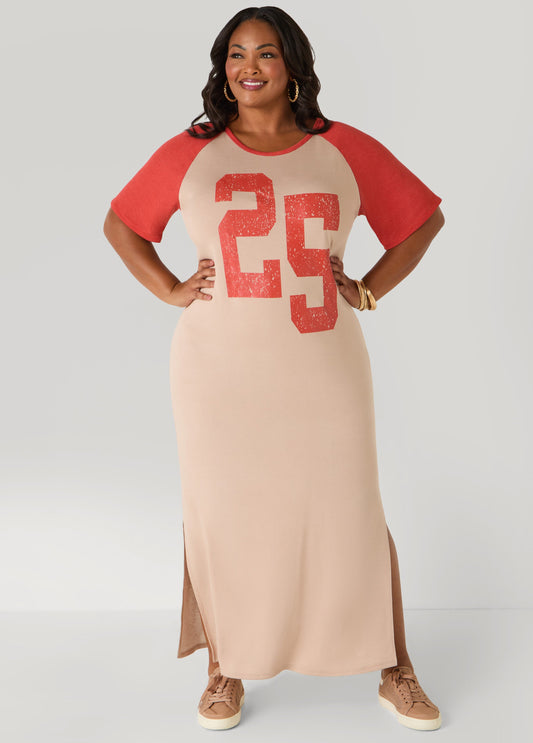 Plus Size Jersey Two Tone Maxi Dress