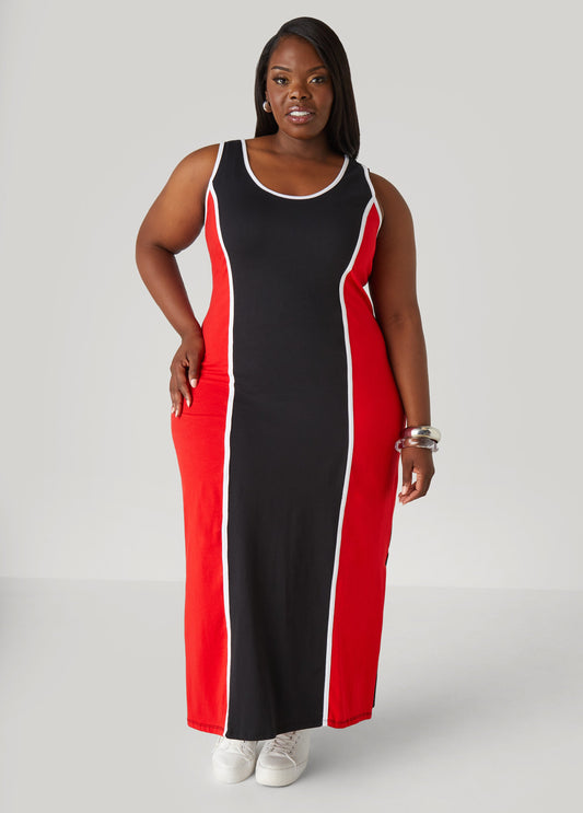 Plus Size Two Tone Tank Maxi Dress