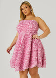 Strapless Rosette A Line Dress