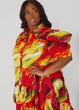 Ruffled Brushstroke Shirtdress