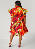 Ruffled Brushstroke Shirtdress