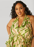 Palm Print Maxi Halter Dress