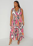 Paisley Faux Wrap Maxi Dress