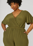 Faux Wrap Stretch Knit Jumpsuit