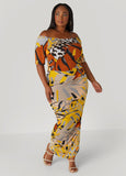 Off The Shoulder Printed Maxi Dress