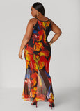 Abstract Multicolor Tank Maxi Dress