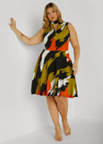 Cutout Brushstroke A Line Dress