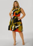 Plus Size Cutout Brushstroke A Line Dress