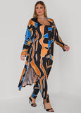 Abstract Print Open Front Duster
