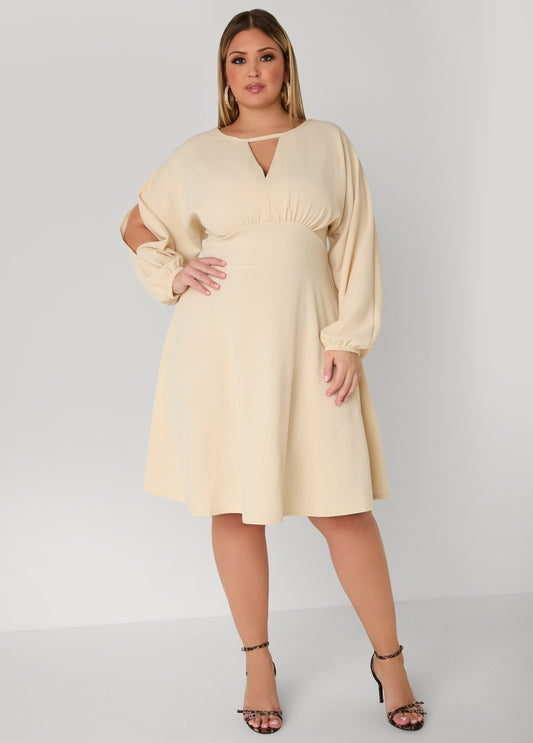 Plus Size Split Sleeve A Line Dress