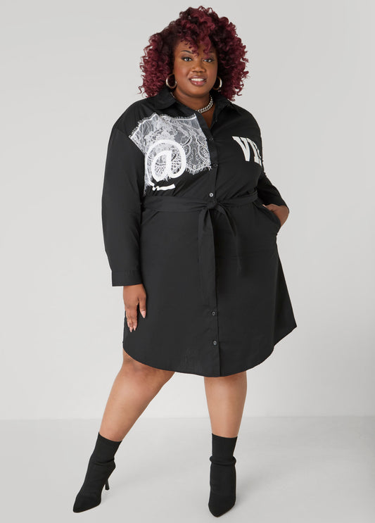 Plus Size LBD Plus Size Black Shirt Dress Plus Size Cotton Dress