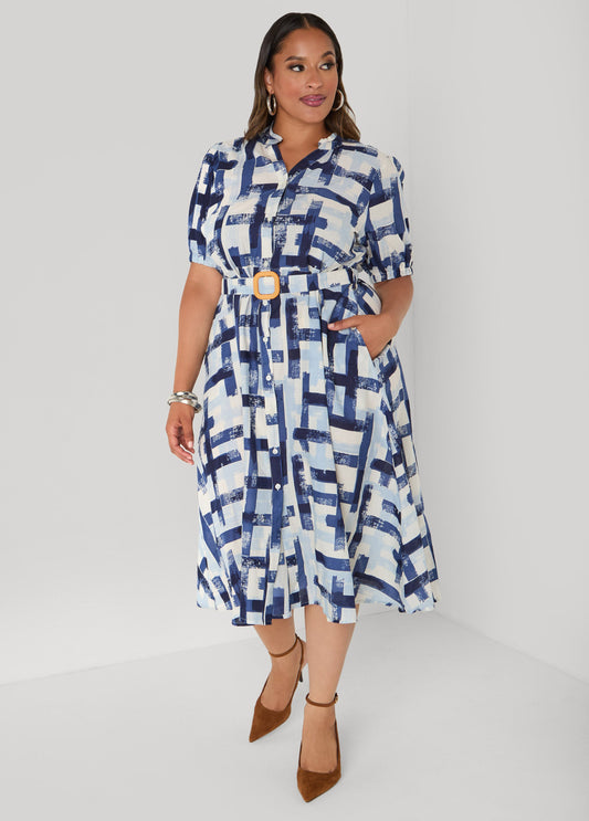 Plus Size Plaid Cotton Shirtdress