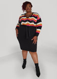 Plus Size Chevron Knit Sweater Dress