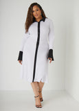 Plus Size Bell Sleeved Two Tone Shirtdress
