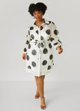 Plus Size Polka Dot Shirt Dress Plus Size Spring Dress Organza Dress
