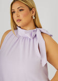 Tie Neck Flounced Midi Dress