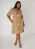 Embellished Circle Print Shirtdress