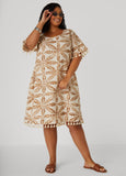 Tasseled Palm Print Dress