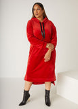 Hooded Velour Hi Low Dress