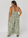 Leaf Print Wide Leg Jumpsuit
