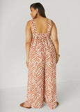 Leaf Print Wide Leg Jumpsuit