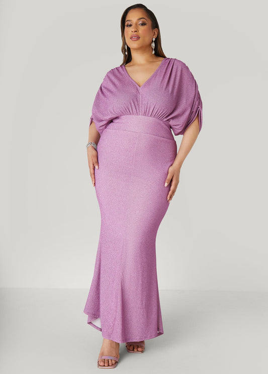 Plus Size Lurex™ Hi Low Mermaid Gown