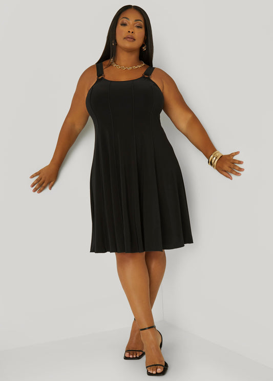 Ring Embellished Seamed Dress