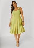 Plus Size Ring Embellished Seamed Dress