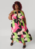 Plus Size A Line Dress Circle Print Maxi Dress Summer Fit Flare Dress