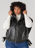 Plus Size Faux Leather Open Side Vest