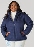 Plus Size Knit Paneled Hooded Jacket
