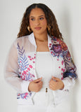 Plus Size Floral Print Bomber Jacket