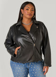 Plus Size Asymmetric Zip Front Moto Jacket
