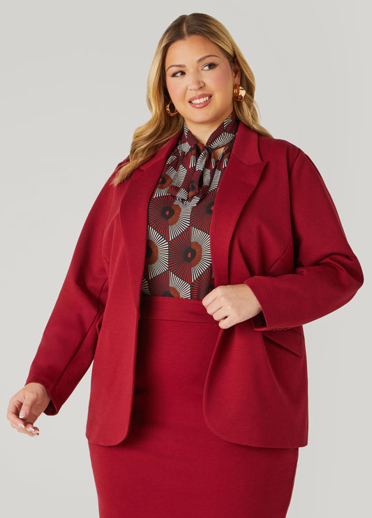 Plus Size Button Front Blazer