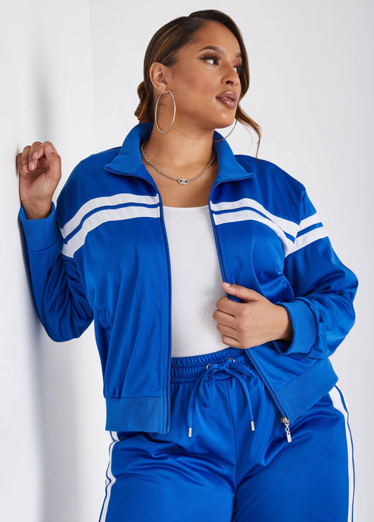 Zip Front Striped Track Jacket