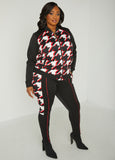 Plus Size houndstooth leggings track pants knit streetwear set fashion