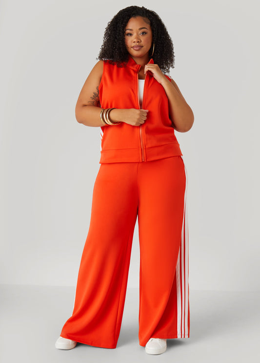 Wide Leg Stripe Track Pants