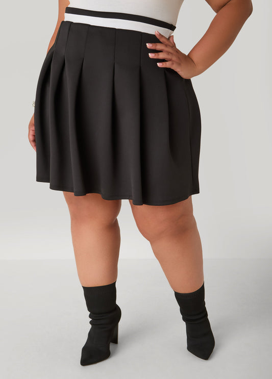 Plus Size Pleated Striped Tennis Skort