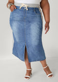 Denim And French Terry Maxi Skirt