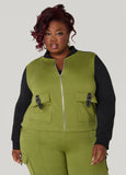 Plus Size Buckle Detailed Two Tone Jacket