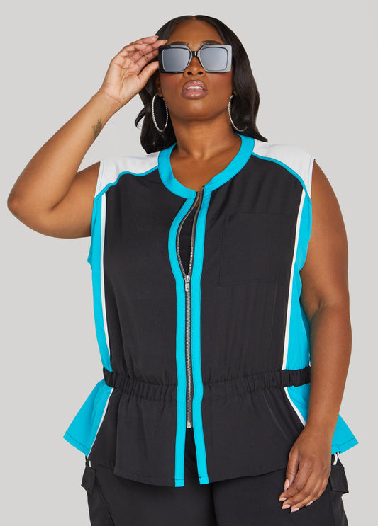 Plus Size Colorblock Active Vest