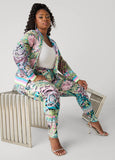 Plus Size Status Print Mesh Track Jacket