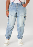 Plus Size Cargo Denim Joggers