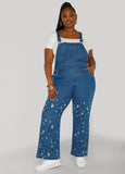 Plus Size Distressed Denim Overalls
