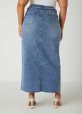 Frayed Split Denim Maxi Skirt