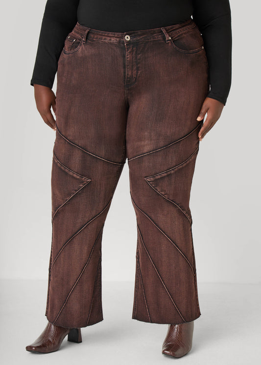 Plus Size High Rise Seamed Flared Jeans