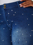Cuffed Crystal Denim Capris