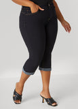 Plus Size Cuffed Denim Capris