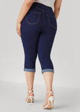 Cuffed Stretch Denim Capris